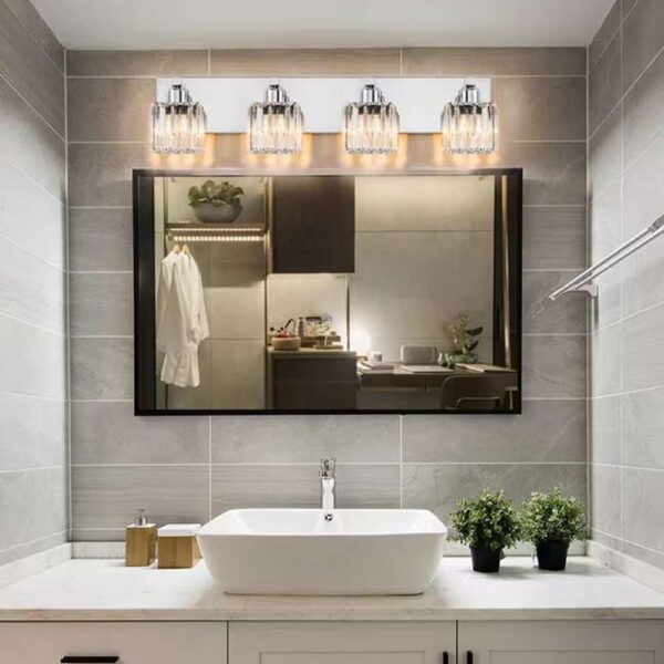 Orillia 27.5 in. 4-Light Chrome Bathroom Vanity Light with Crystal Shades