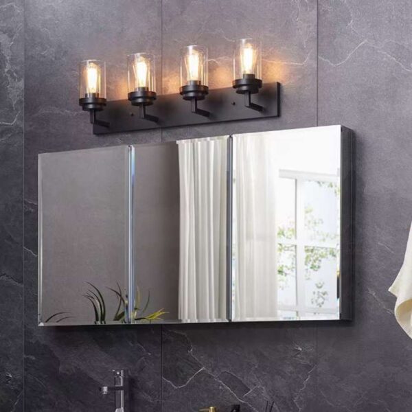 30 in. 4-Light Black Vanity Light with Clear Glass Shade