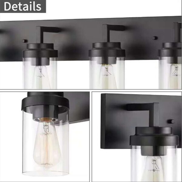 30 in. 4-Light Black Vanity Light with Clear Glass Shade