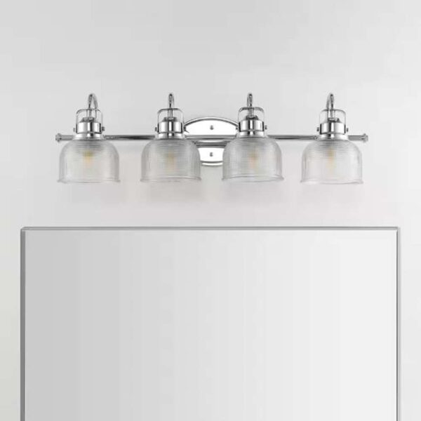 Virginia 30 in. 4-Light Metal/Glass LED Vanity Light, Chrome